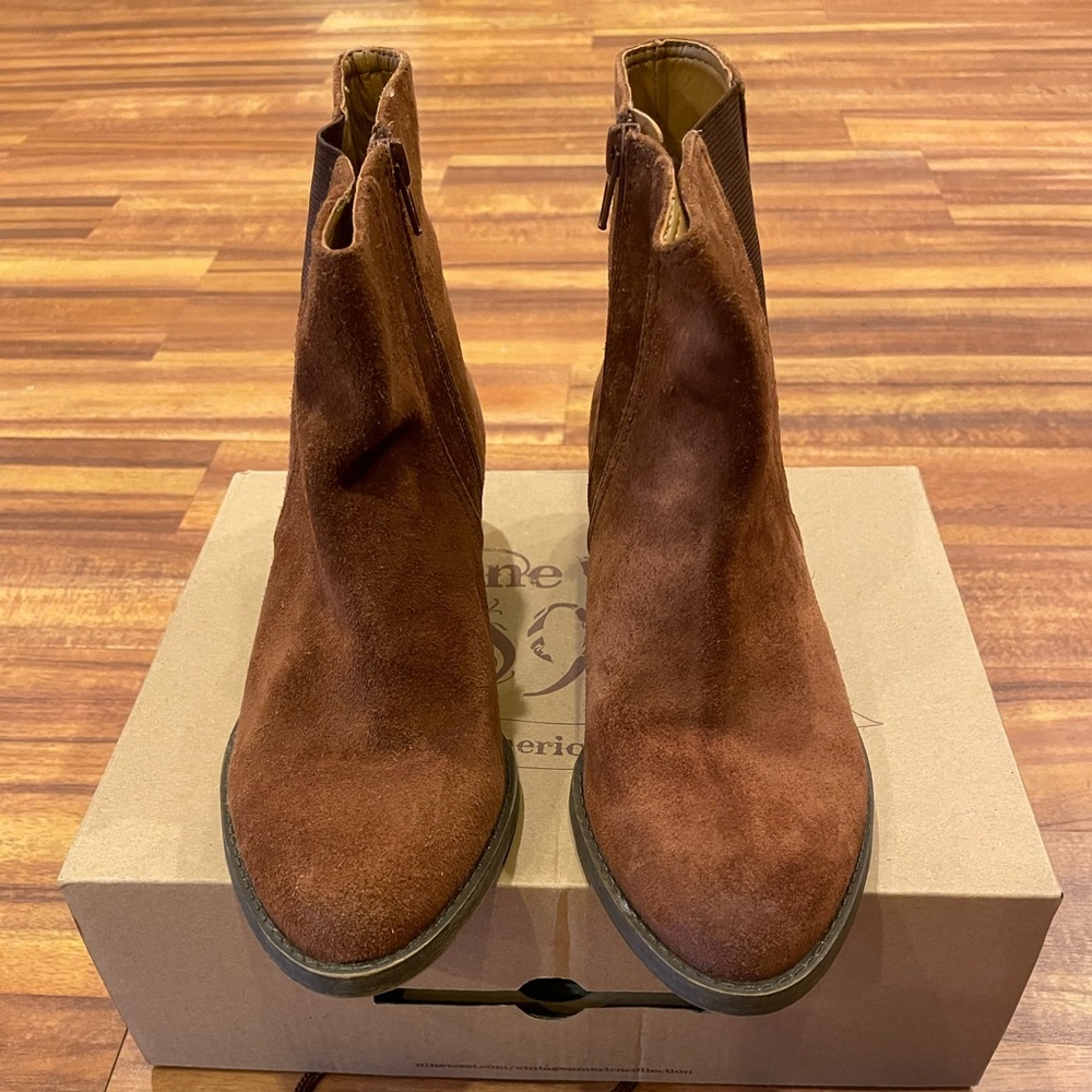 Nine West Brown Suede Ankle Booties